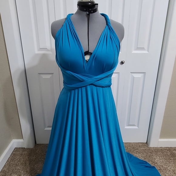 turquoise blue infinity dress